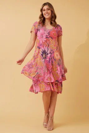 ELECTRA DOUBLE LAYER FLORAL DRESS