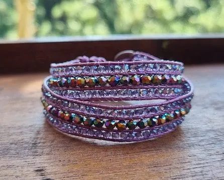 Elena wrap bracelet metallic mauve