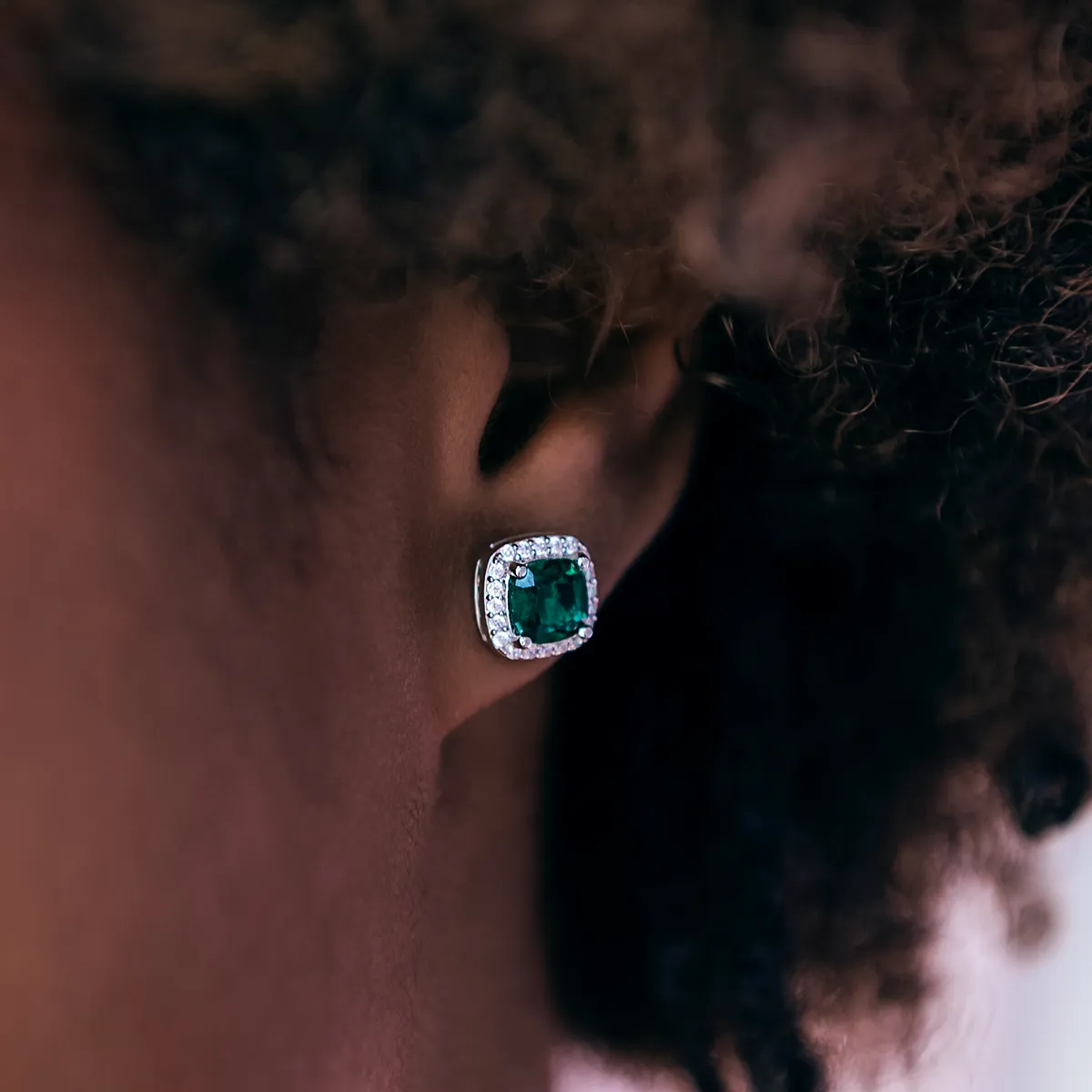 Emerald Cushion Cut Earrings