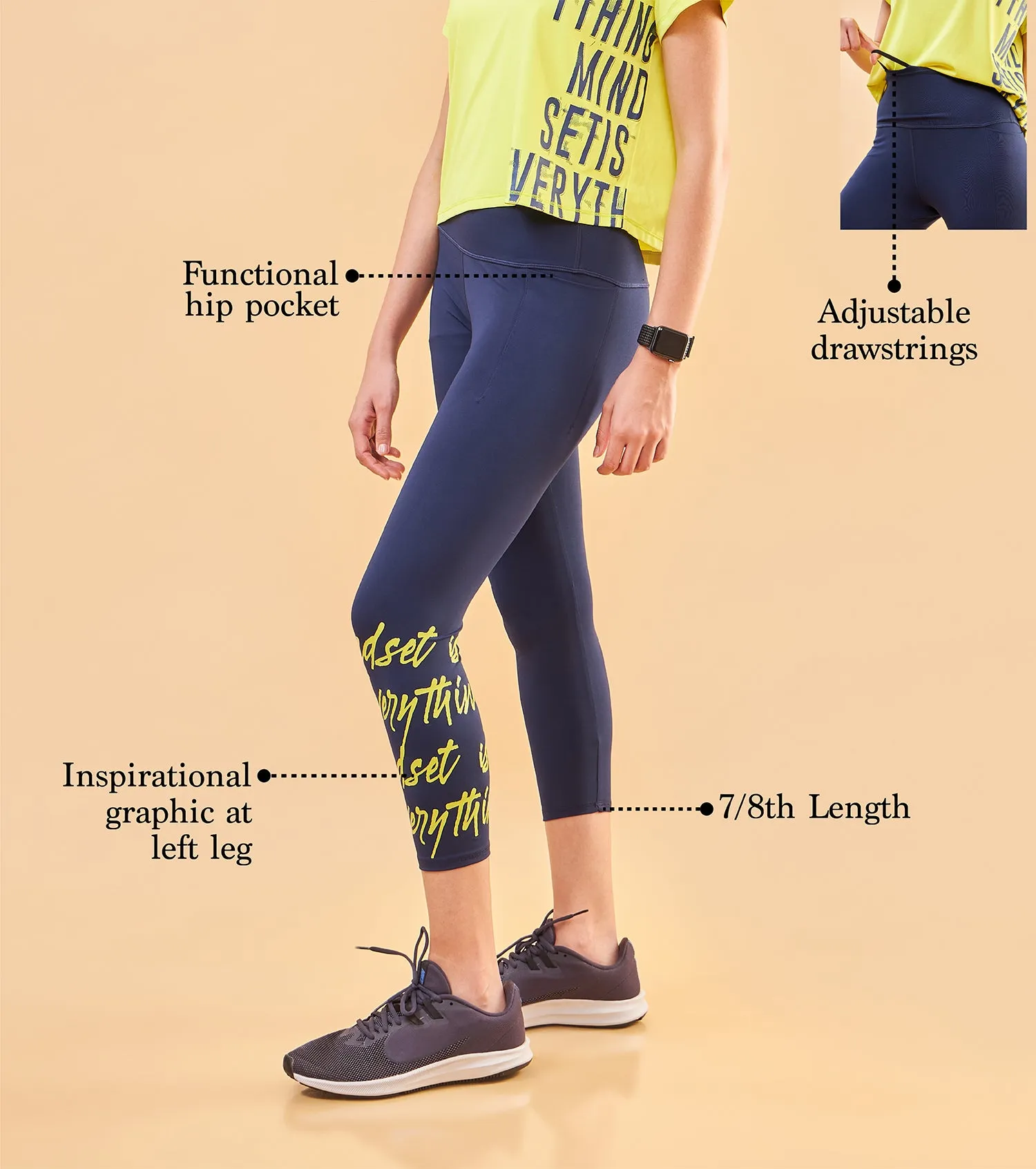 Enamor A606 Calm Legging - Dry Fit High Waist Basic Workout Leggings for Active Comfort