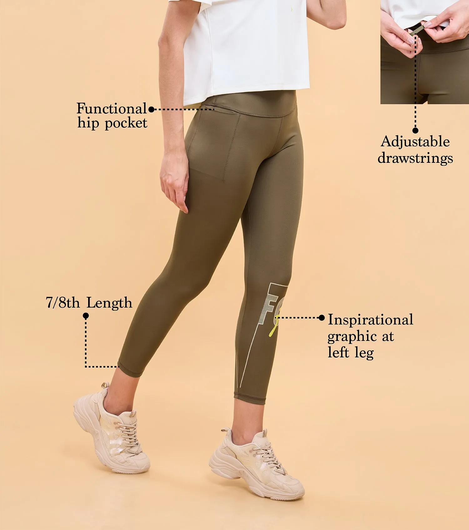 Enamor A606 Calm Legging - Dry Fit High Waist Basic Workout Leggings for Active Comfort