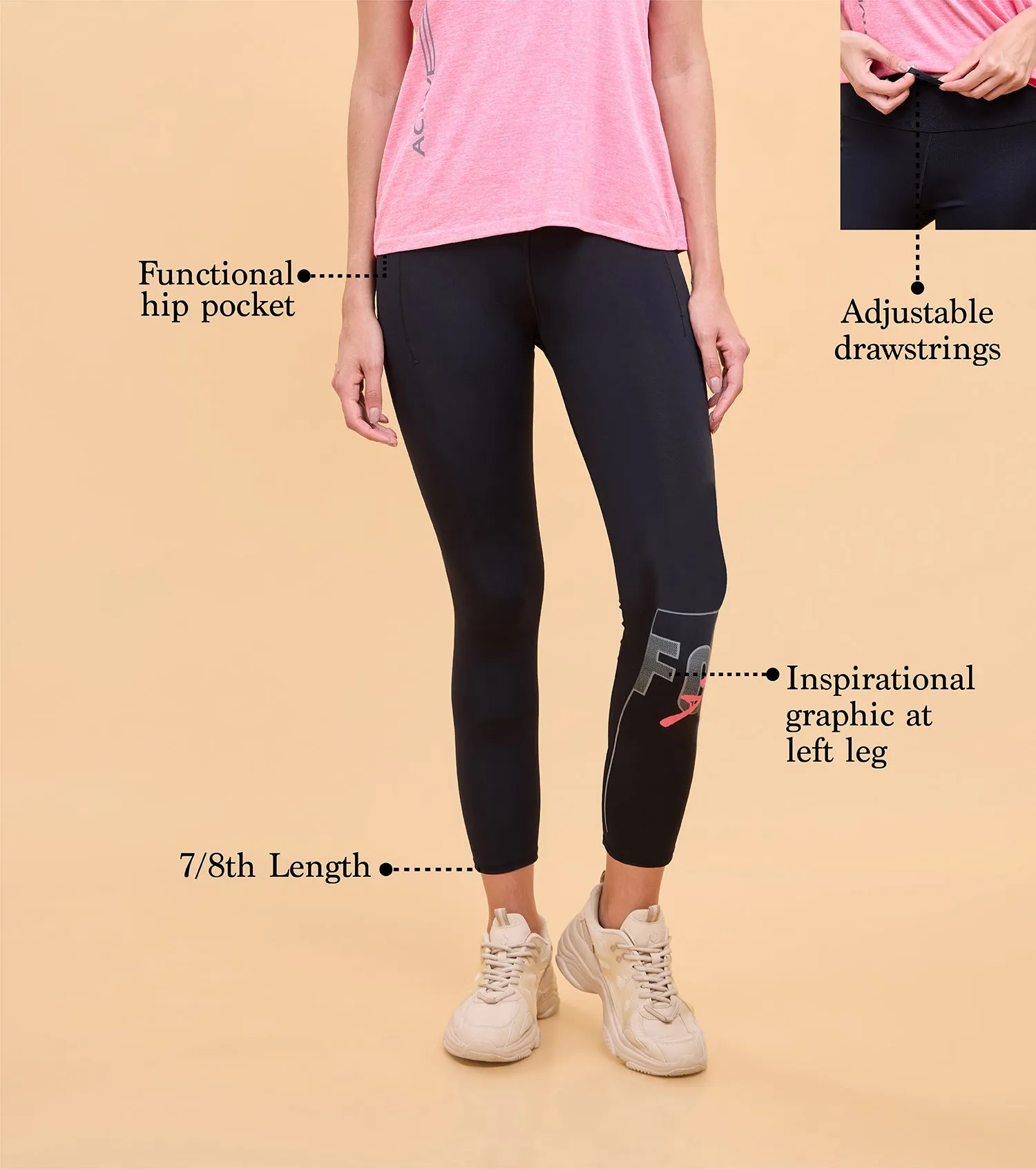 Enamor A606 Calm Legging - Dry Fit High Waist Basic Workout Leggings for Active Comfort