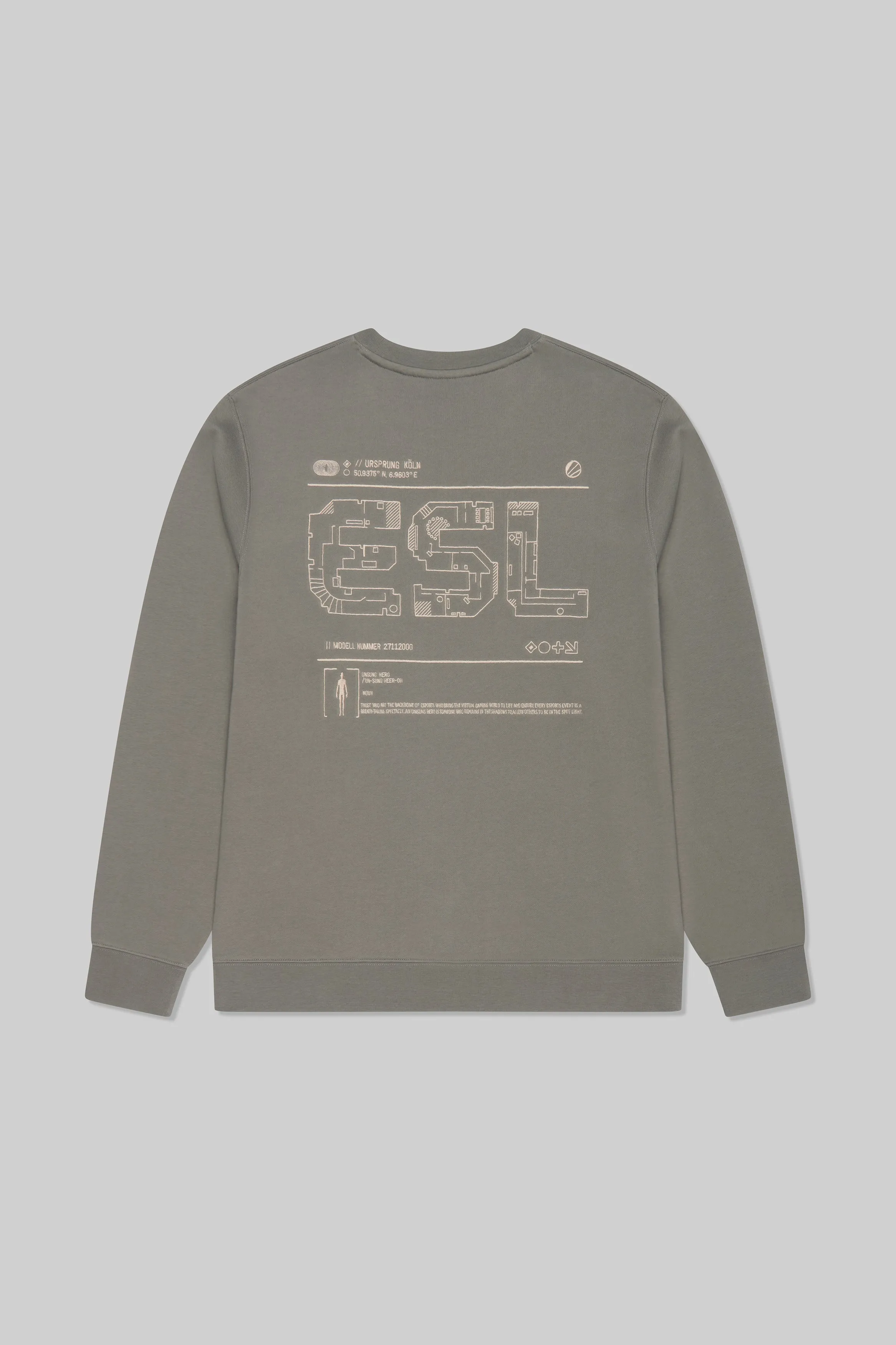 ESL Unsung Heroes Map Sweatshirt Pewter