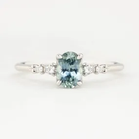 Estel Luxe Ring 0.90ct Light Blue Green Montana Sapphire, 14k White Gold