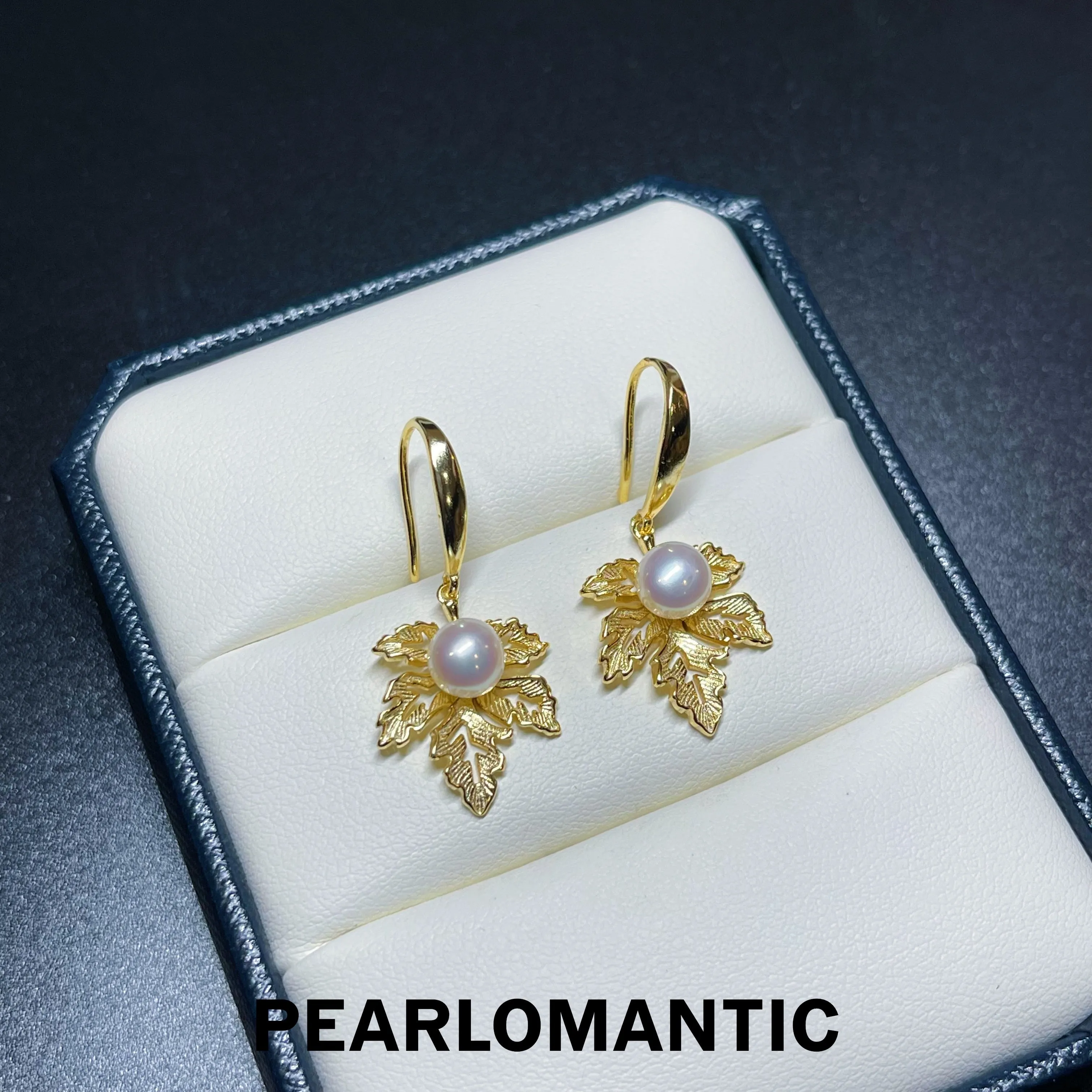 [Everyday Essentials] Freshwater Pearl 5-6mm Maple Leaf Design Earrings w/ S925