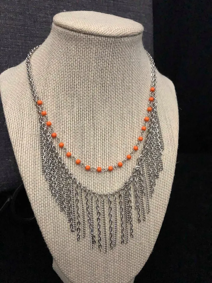 Exclusive Fierce in Fringe Orange Necklace Set