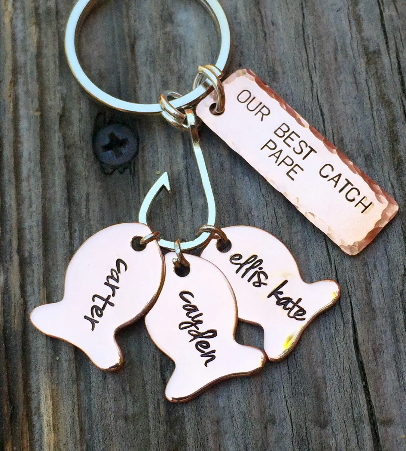 Fishing Keychain, Our Best Pape, Fishing Gifts, Personalized Fishing Keychain, Our Best Catch Dad,  natashaaloha