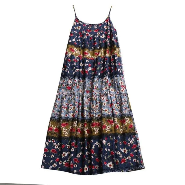 Floral Loose Bohemian Dress Sleeveless