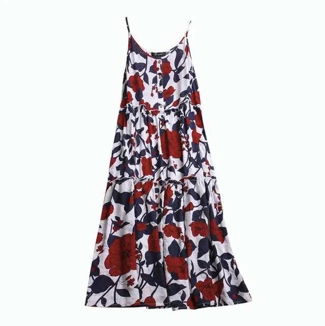 Floral Loose Bohemian Dress Sleeveless