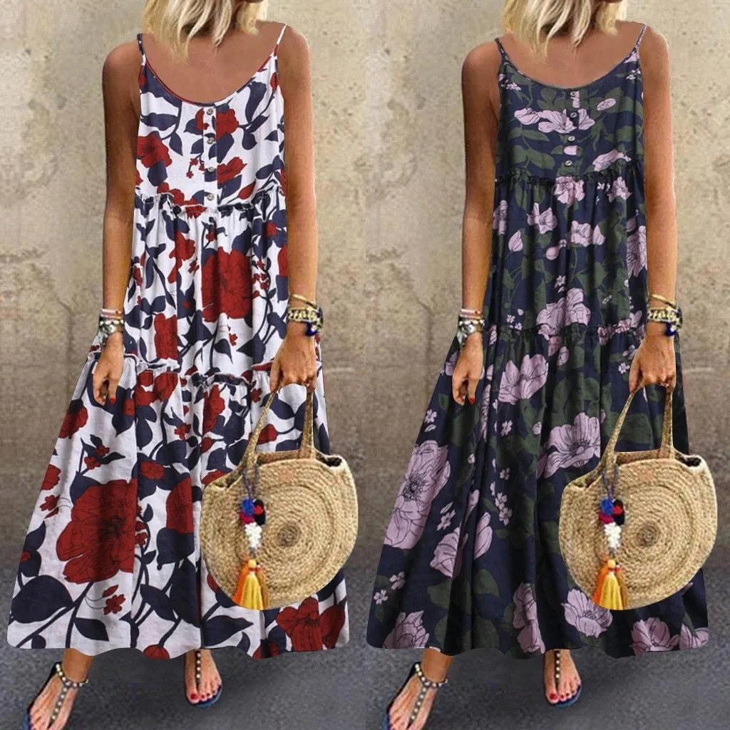 Floral Loose Bohemian Dress Sleeveless