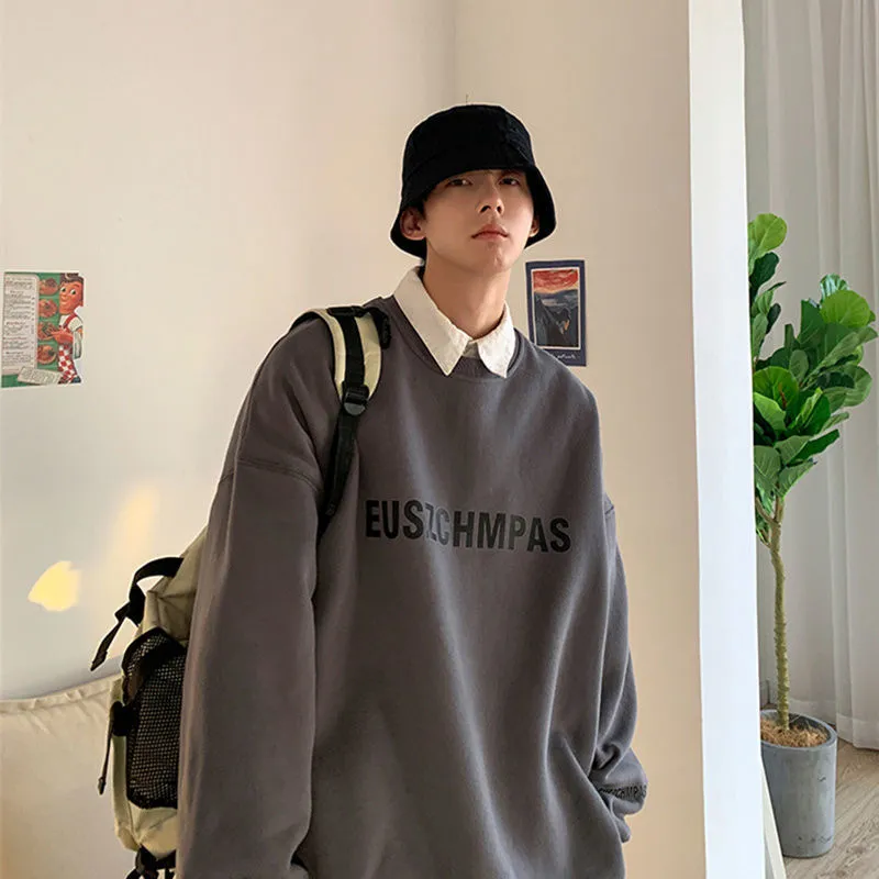 Foesce -100% Cotton High Quality Round Neck Men's Sweatshirt Harajuku Letter Print Hip Hop Autumn and Winter New Loose Couple Streetwear