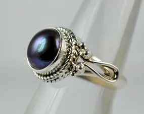 Fresh Water Black Pearl 925 Solid Sterling Silver Handmade Ring