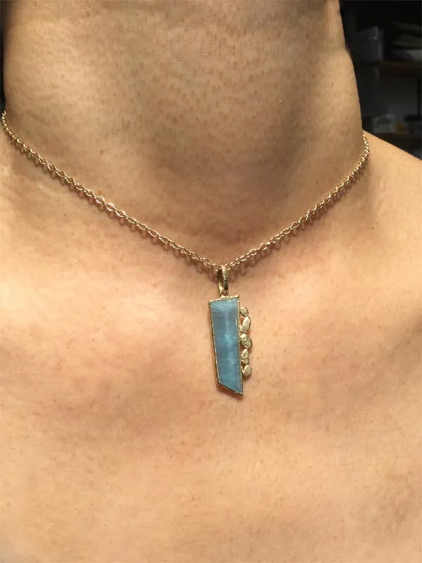 Geo-Organic Aquamarine Pendant