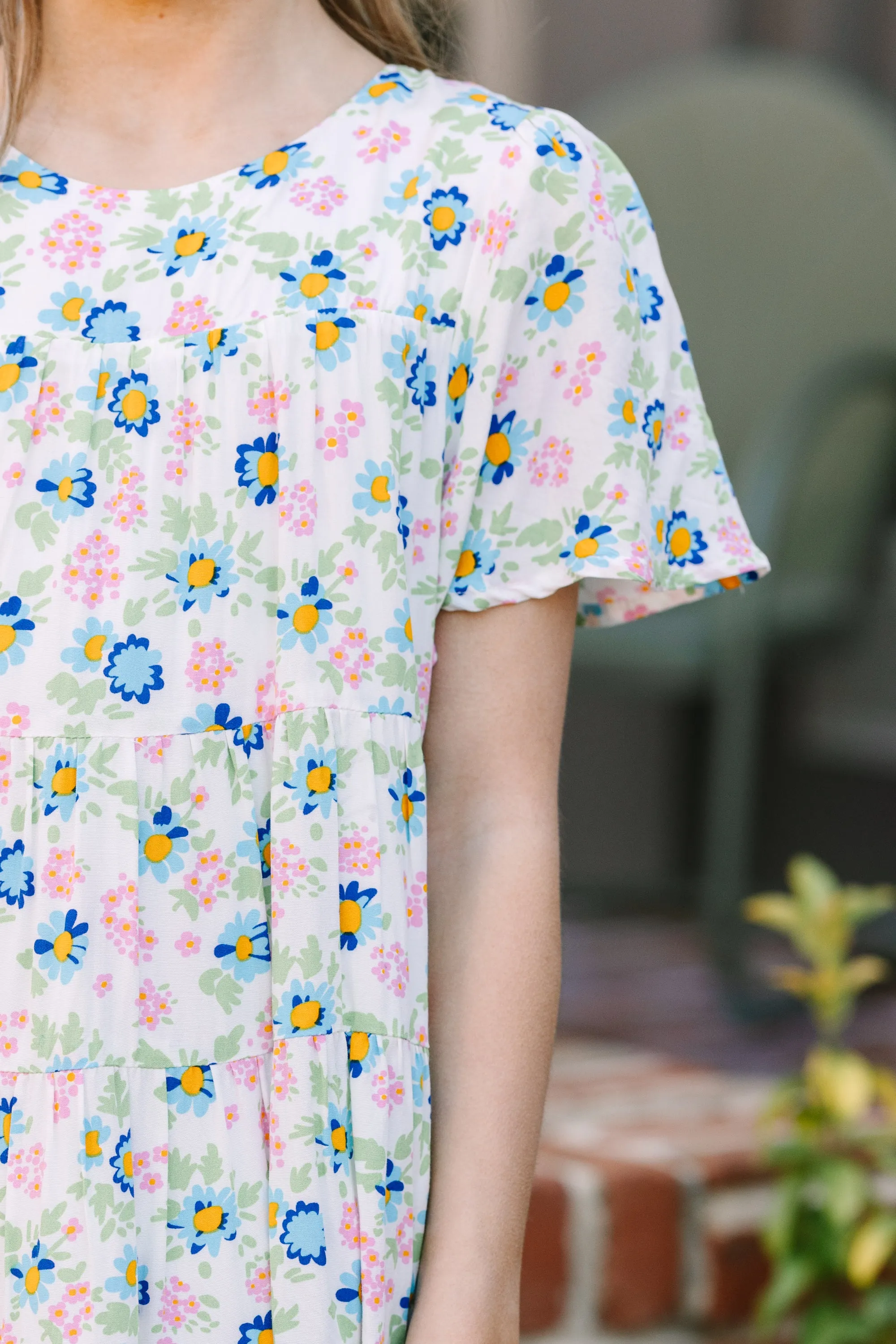 Girls: All The Joy Cream Floral Dress