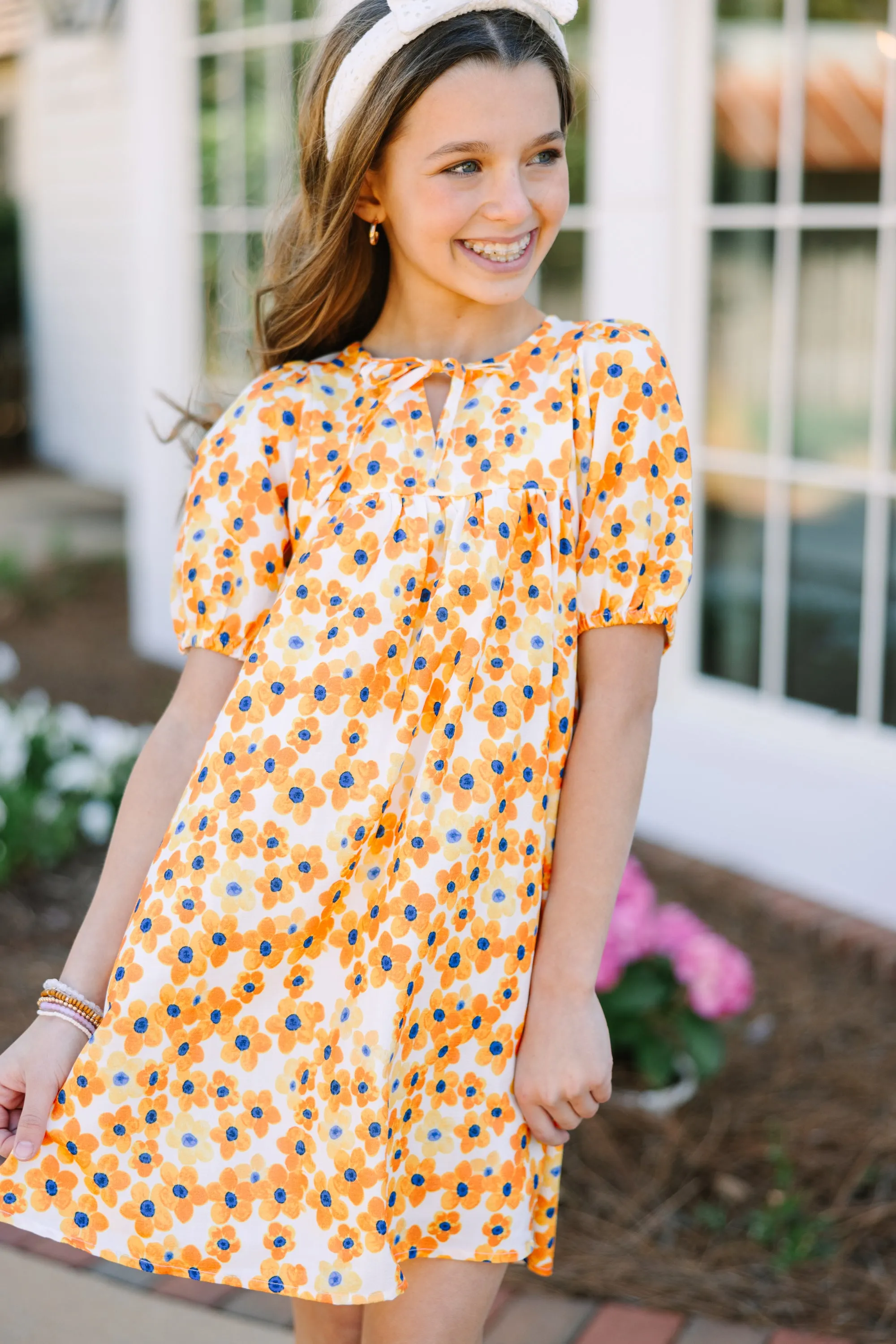 Girls: Full Of Sunshine Yellow Floral Dress