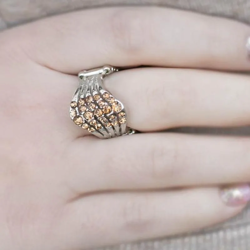 Glow Away! Brown Rhinestone Ring