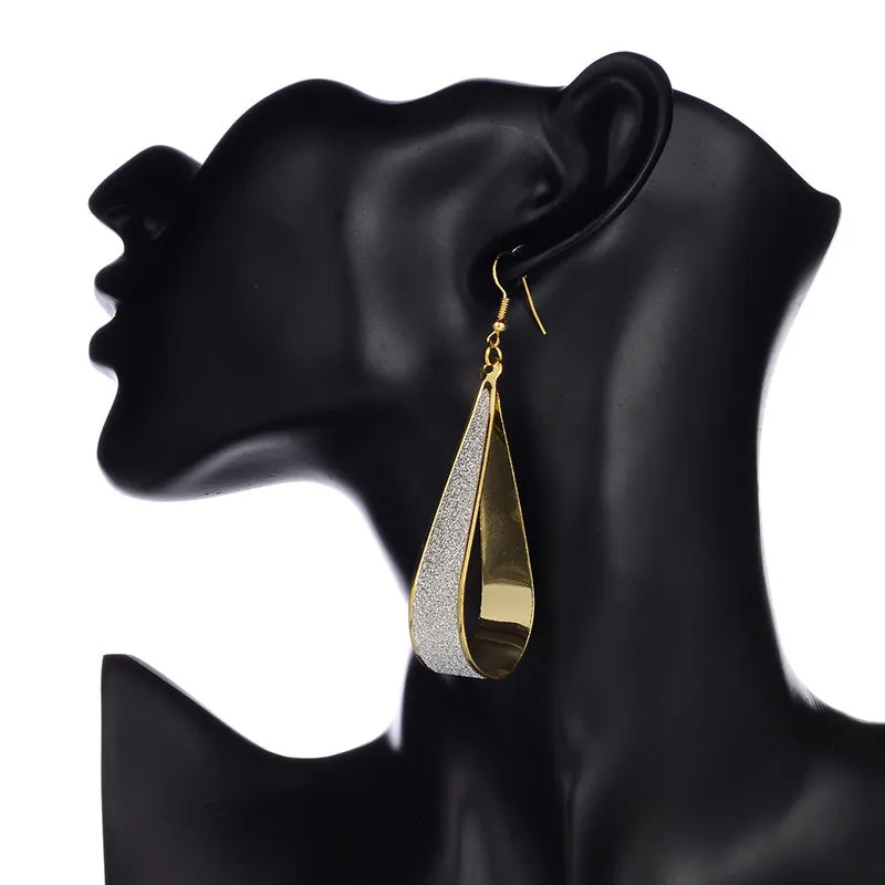 Golden Shimmery Tear Drop Earrings For Women