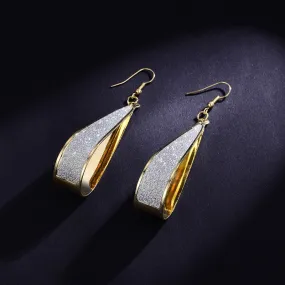 Golden Shimmery Tear Drop Earrings For Women