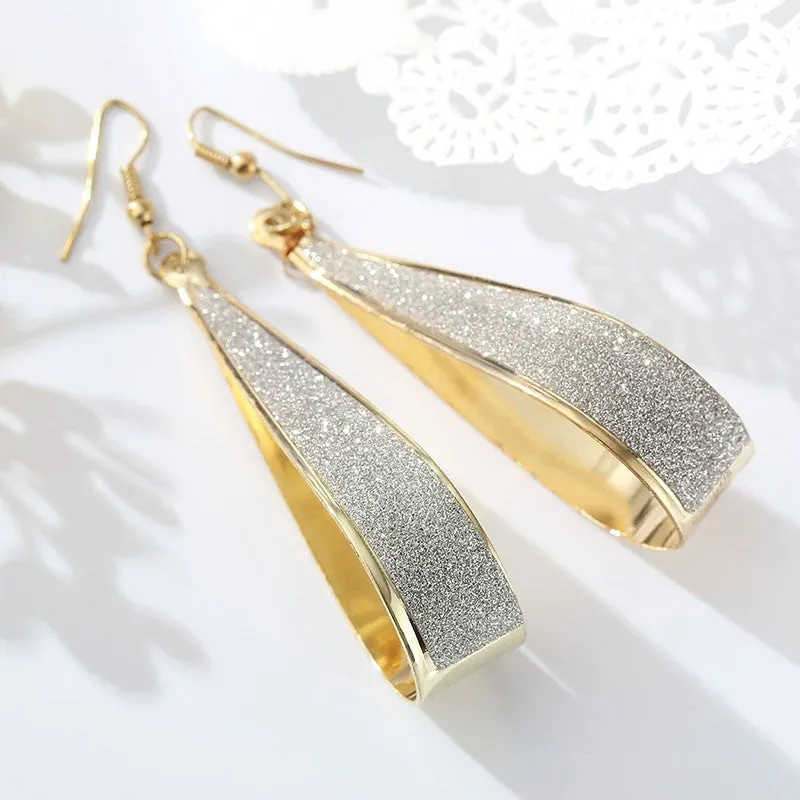 Golden Shimmery Tear Drop Earrings For Women