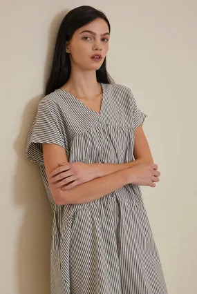 GRADE AND GATHER LOOSE BOXY STRIPE DRESS