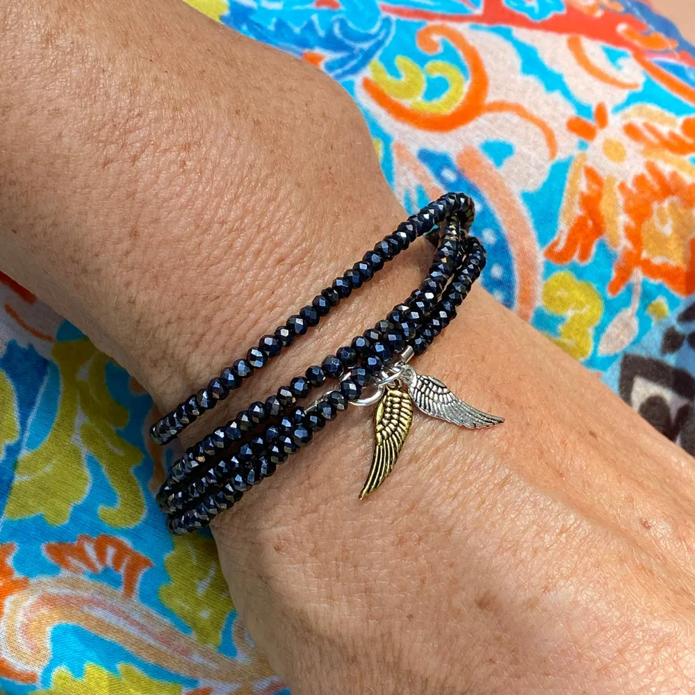 Guardian Angel Wrap Bracelet with Angel Wing Charms