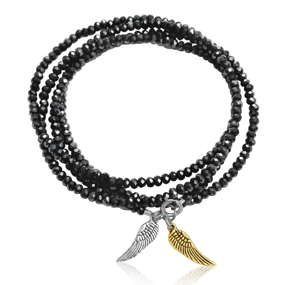 Guardian Angel Wrap Bracelet with Angel Wing Charms