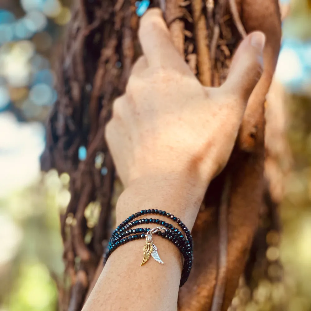 Guardian Angel Wrap Bracelet with Angel Wing Charms