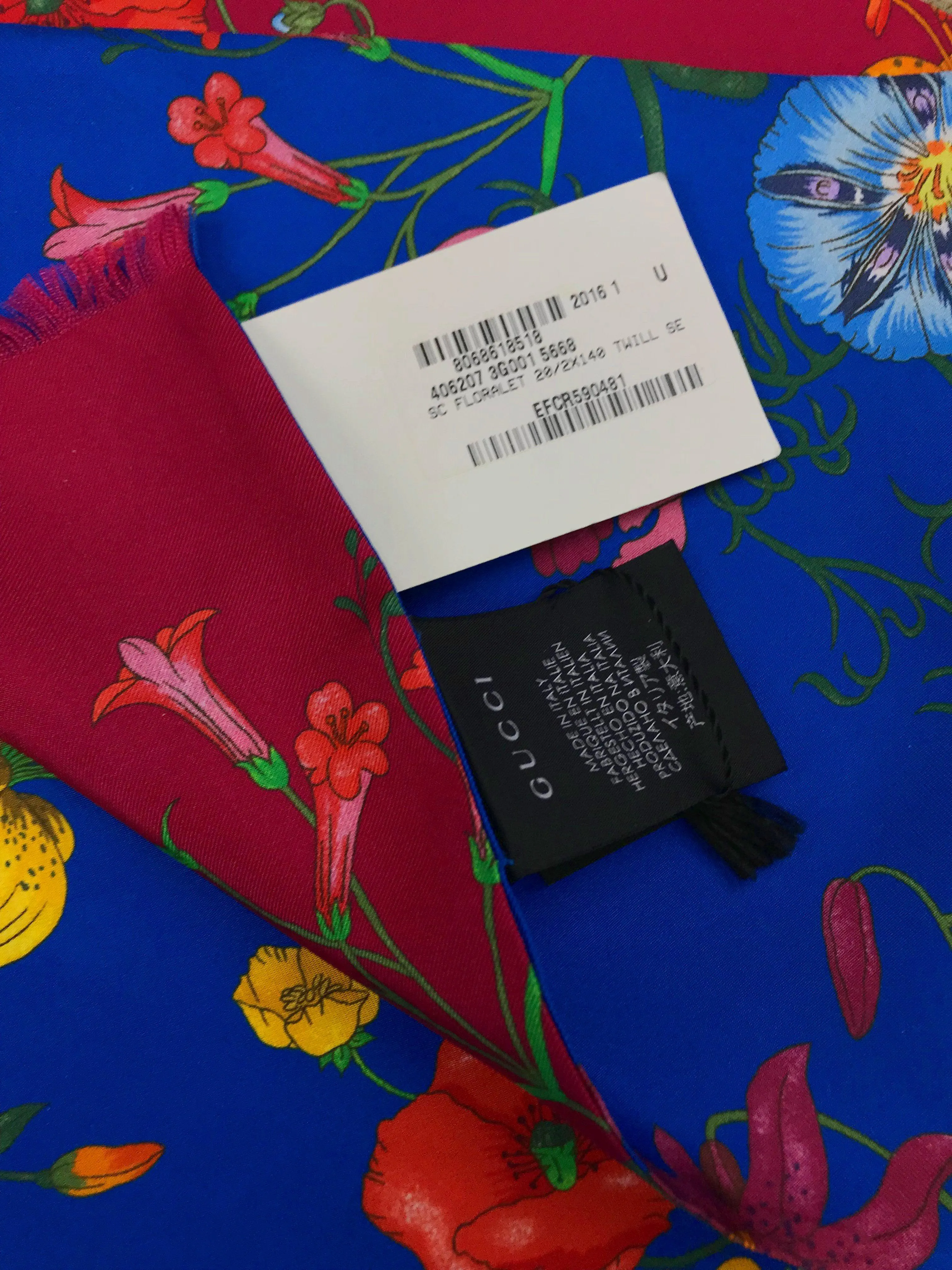 Gucci Flora Floral Reversible Silk Scarf