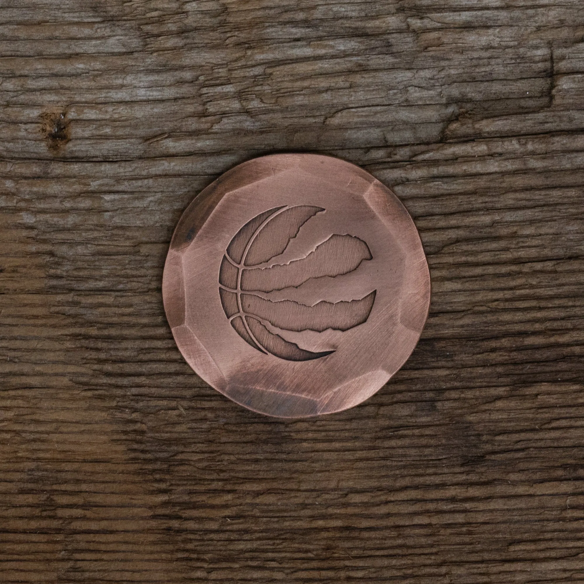 Hand Forged Toronto Raptors Ball Mark - Copper