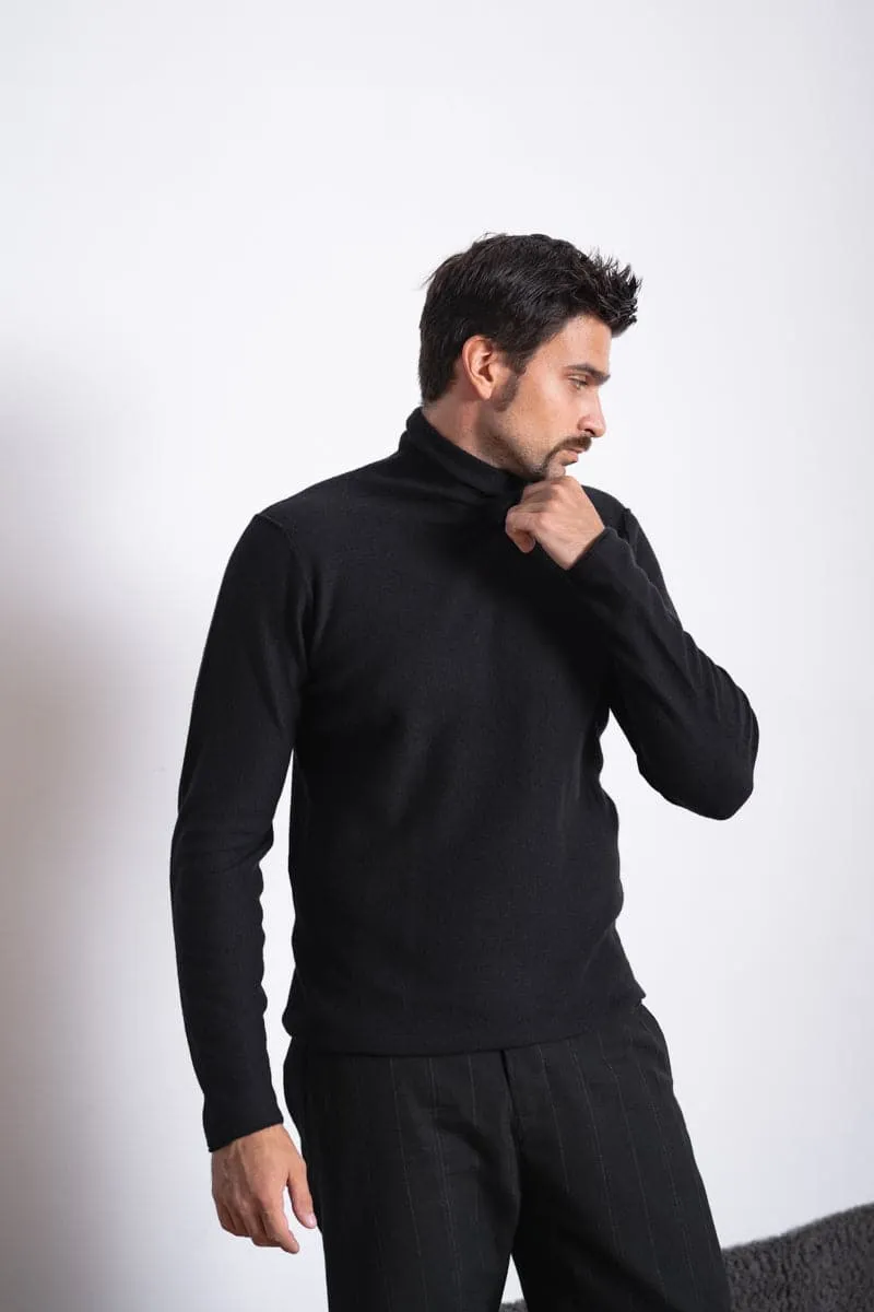 Hannibal | Niclas | Eleganter Rollkragenpullover aus Wolle in schwarz