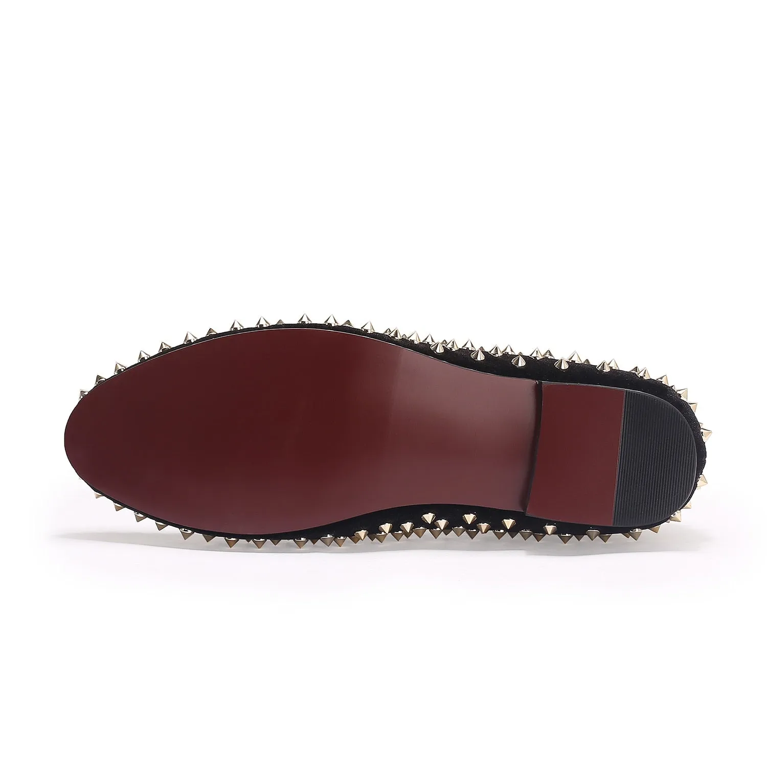 Harpelunde Slip On Spikes Men Red Velvet Slippers Handmade Loafers