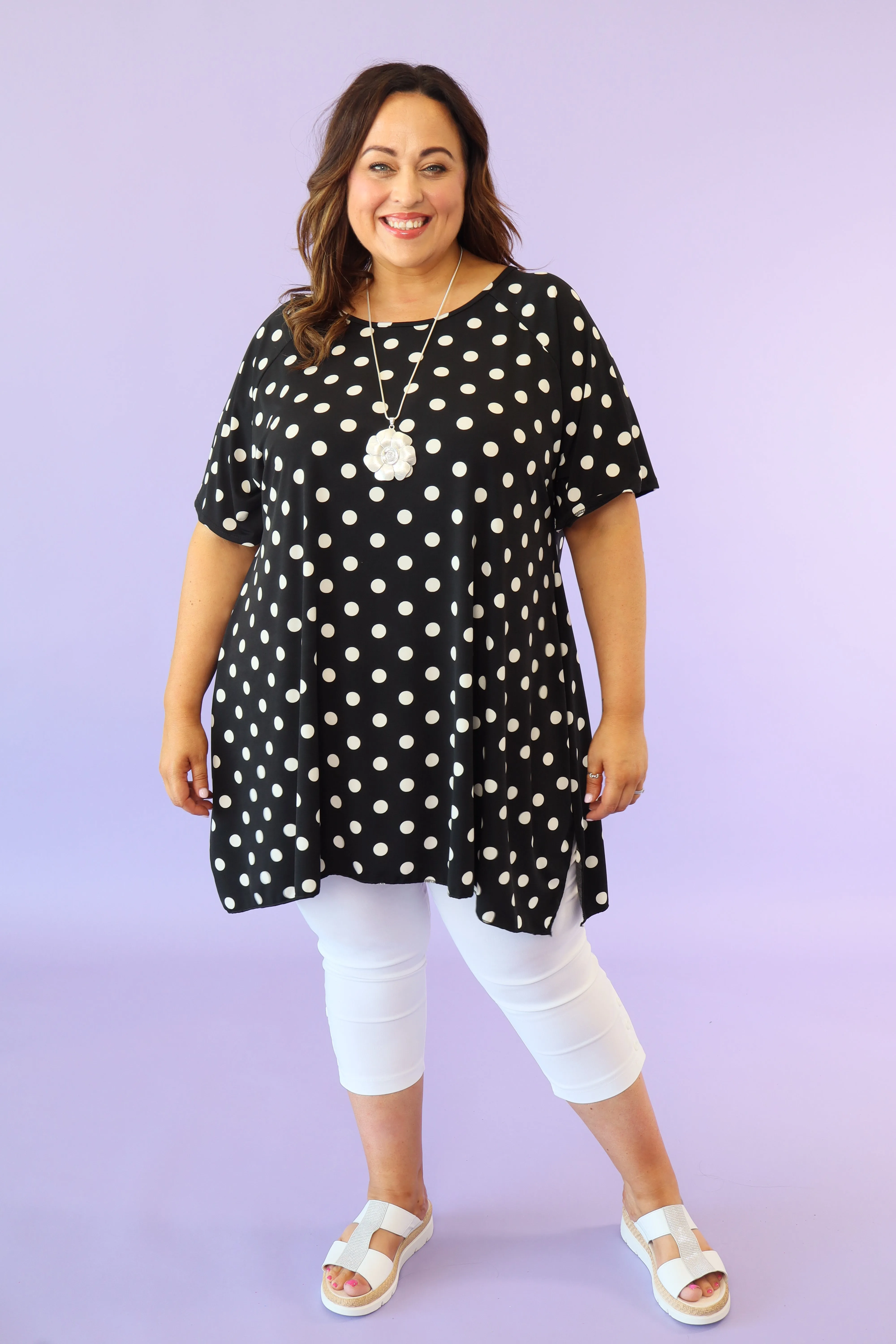 Hattie Tunic in Black Polka Dot