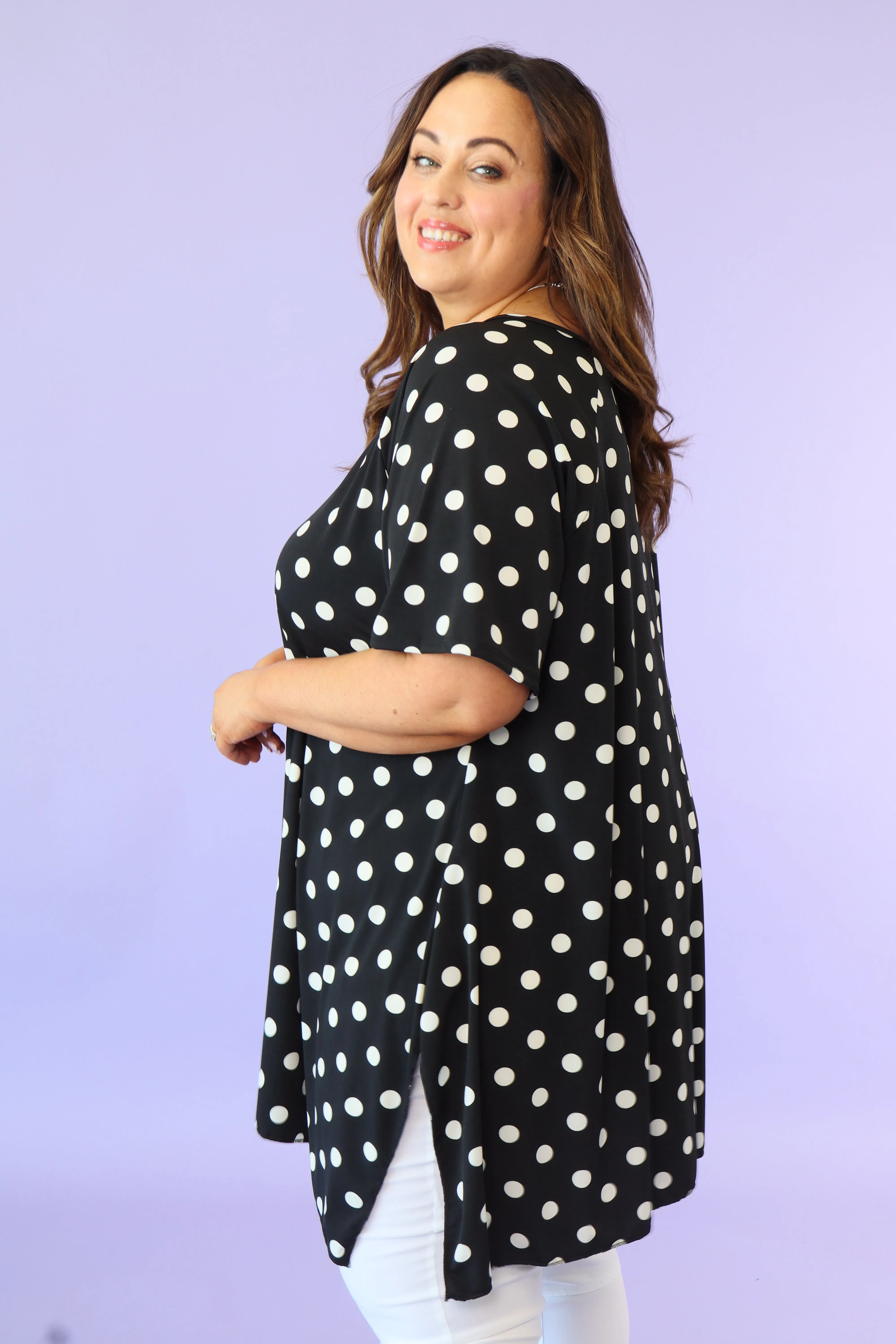 Hattie Tunic in Black Polka Dot