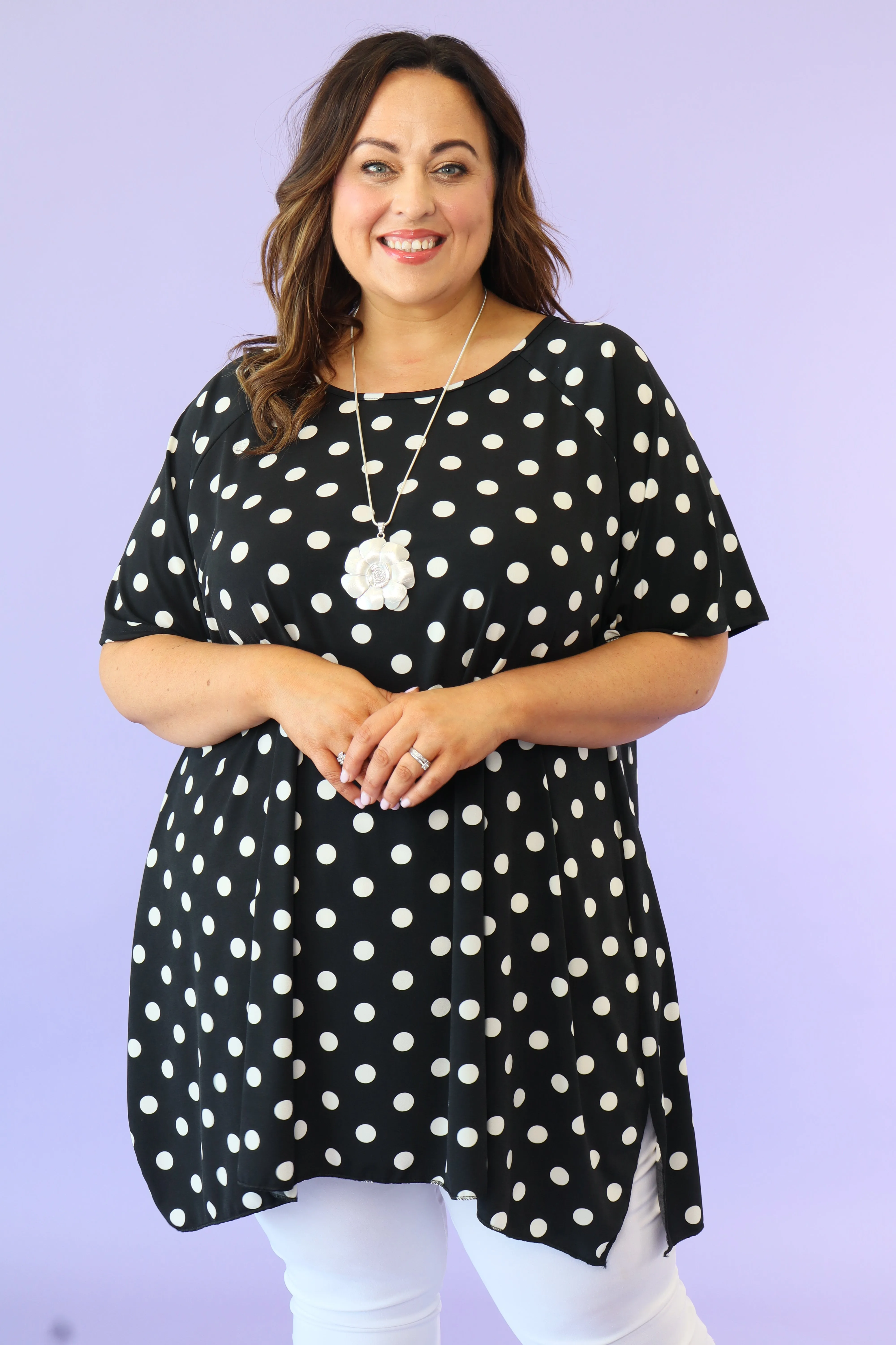 Hattie Tunic in Black Polka Dot