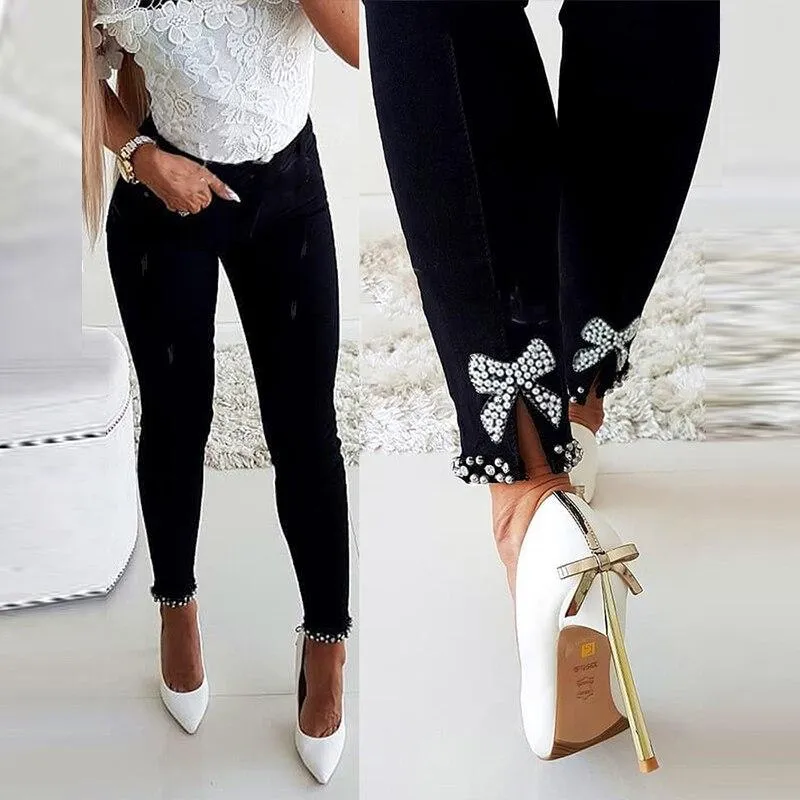 High Waist Trousers Side Hollow Out Pencil Pants