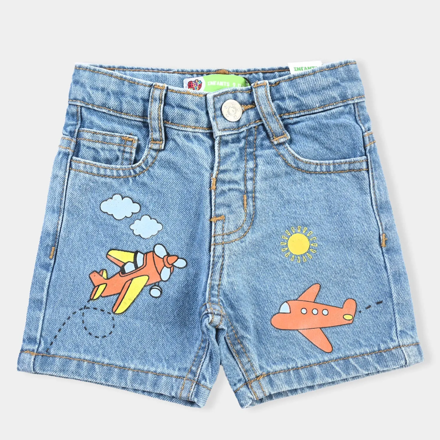 Infant Boys Denim rigid Short Fly Away-Ice Blue