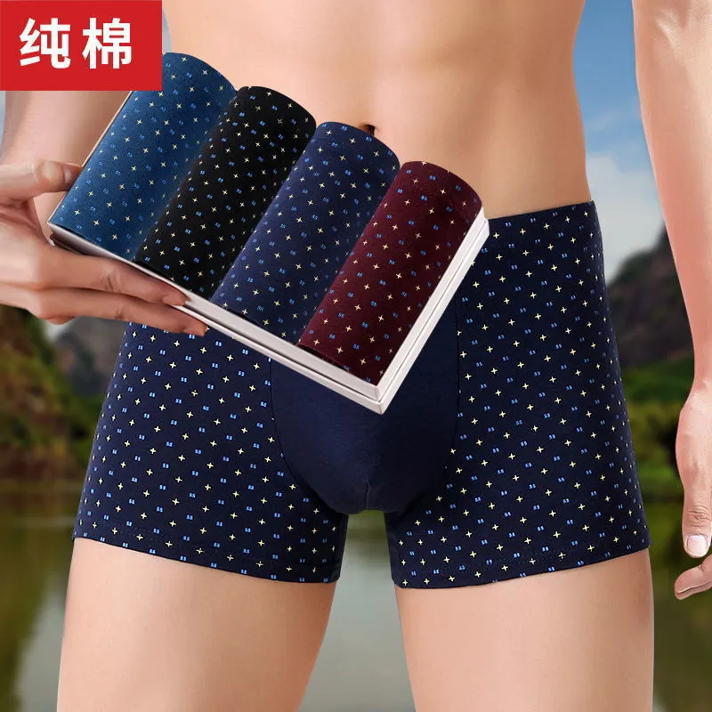 INSTOCK-4 pairs of men's cotton underwear, men's boxer briefs,