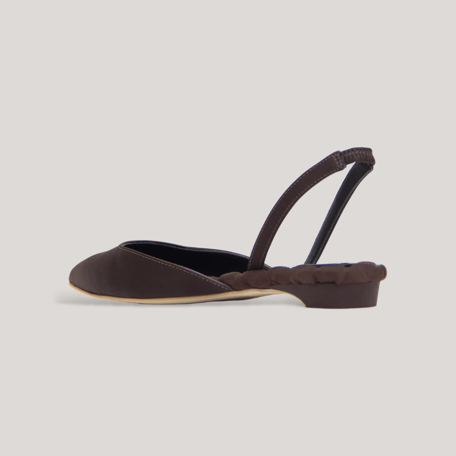 JACKIE | Brown Satin Slingback Flats