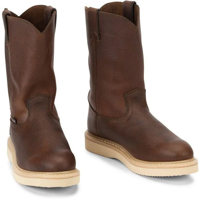 Justin Men's Axe 10" Soft Toe Wedge Western Work Boot -Brown- WK4908