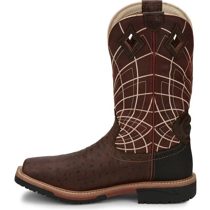 Justin Men's Derrickman 12" Comp Toe Western Work Boot -Brown- SE4835