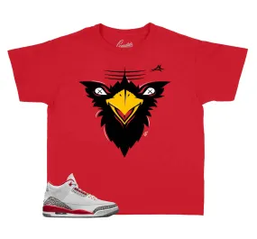 Kids Cardinal Red 3 Shirt - Fly Face - Cardinal Red