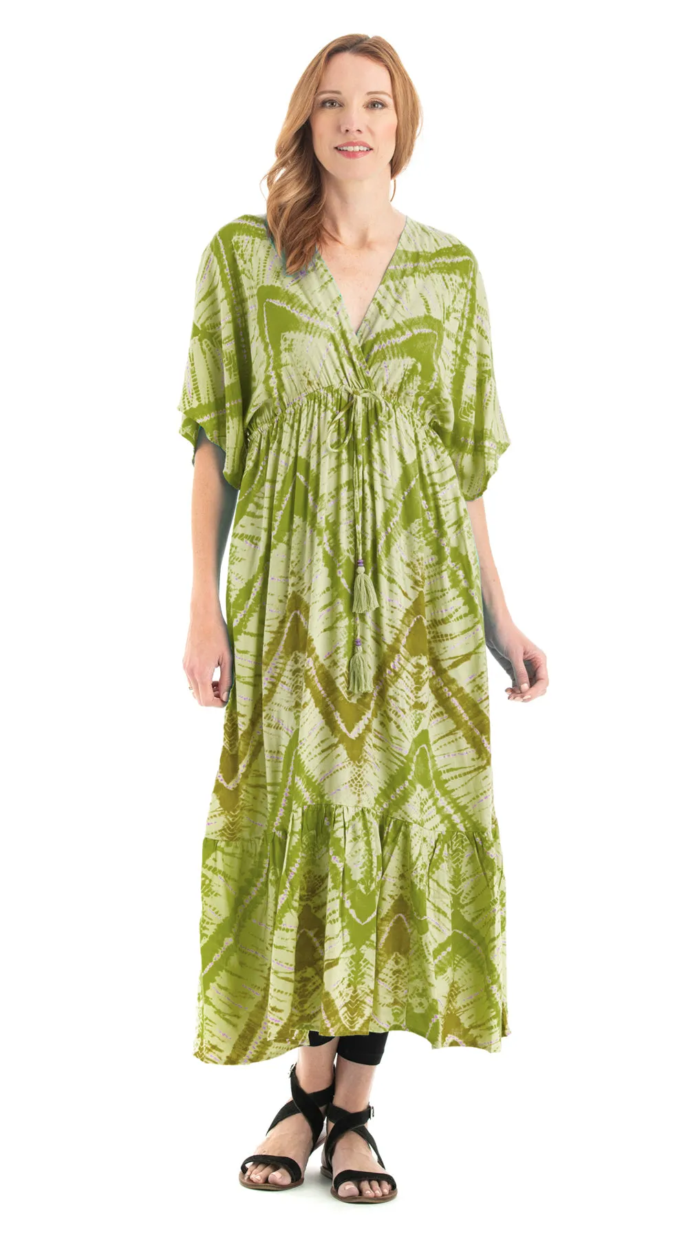 Kimono Dress  - olive tie-dye