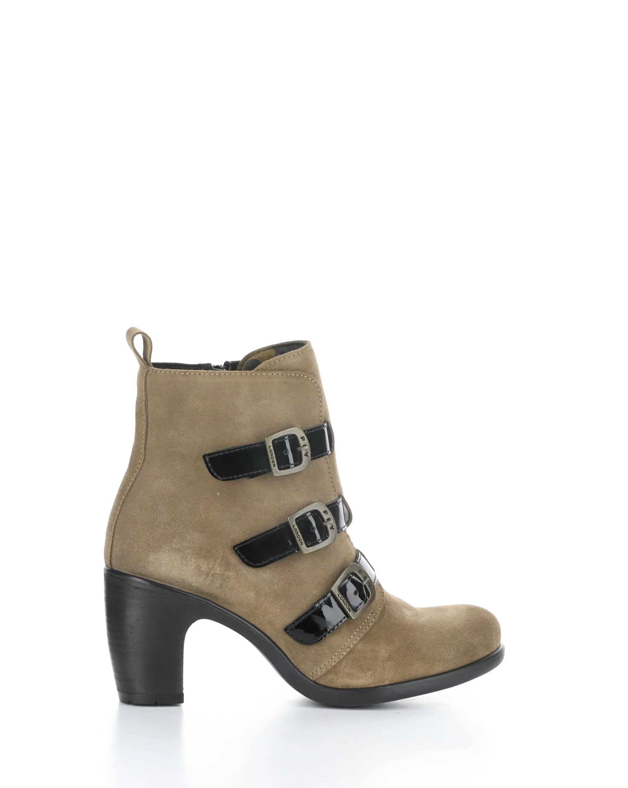 KLEA012FLY 002 TAUPE/BLACK Round Toe Boots