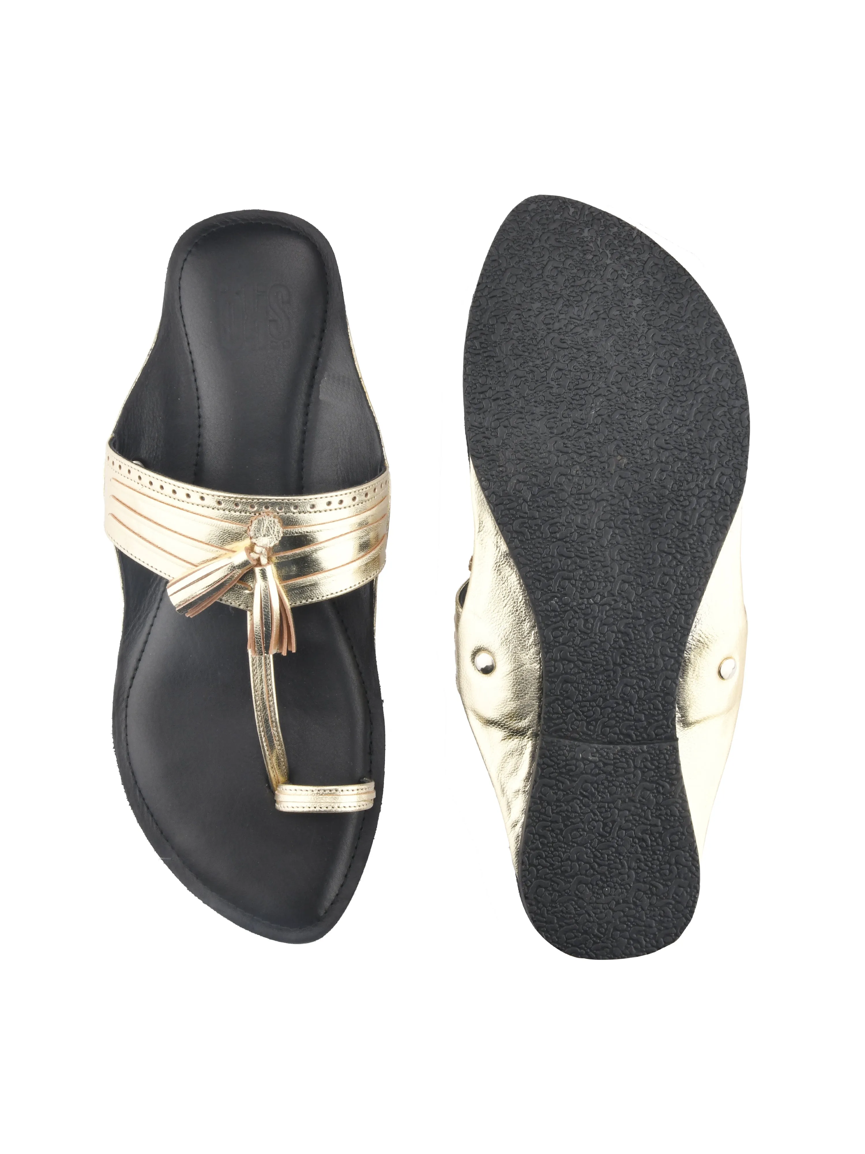 Kolhapuri Flats in Gold For Women