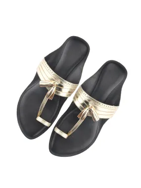 Kolhapuri Flats in Gold For Women