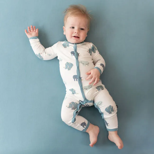 Kyte Baby Printed Snap Romper in Rhino