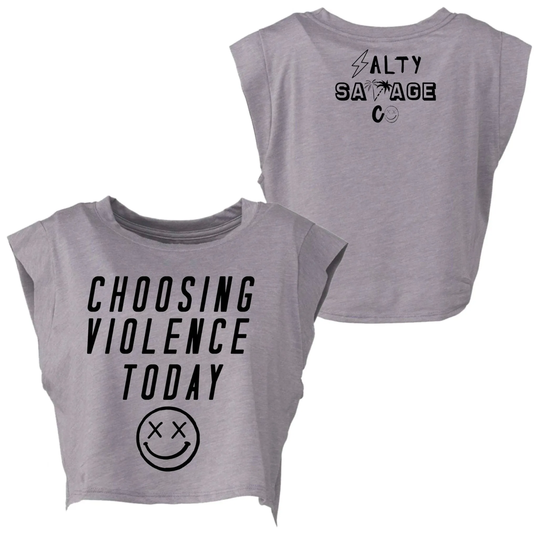 Ladies “CHOOSING VIOLENCE TODAY” Cropped Muscle Tank