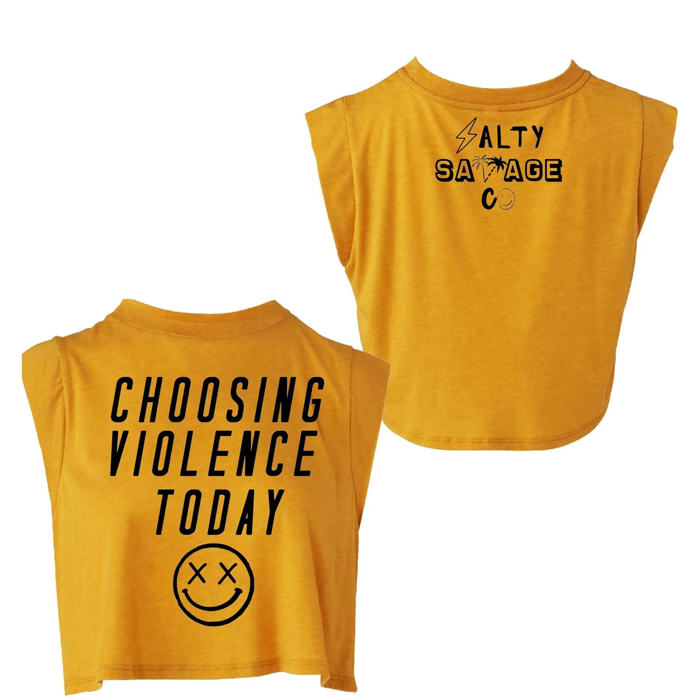 Ladies “CHOOSING VIOLENCE TODAY” Cropped Muscle Tank