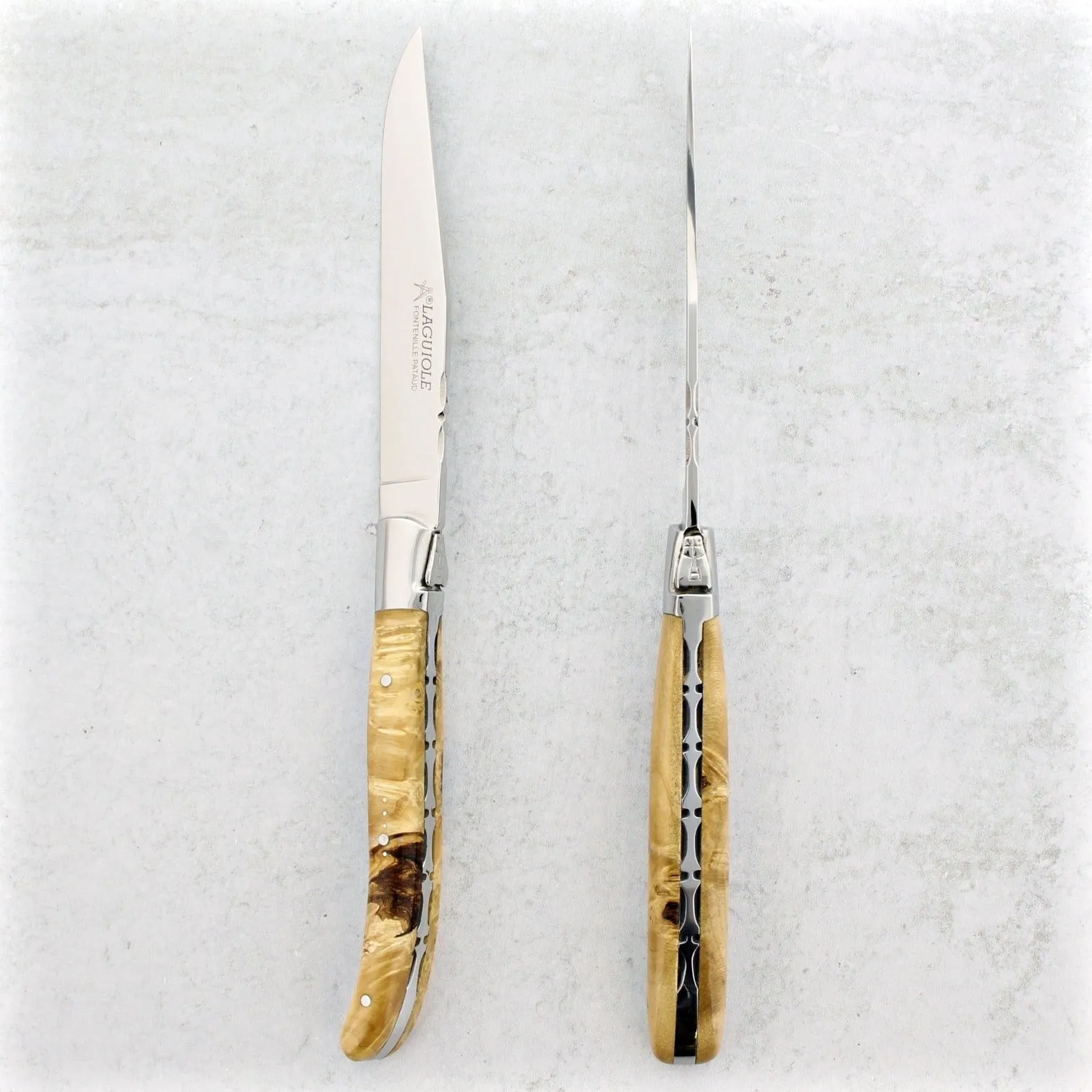 Laguiole Forged Steak Knives Burled Maple