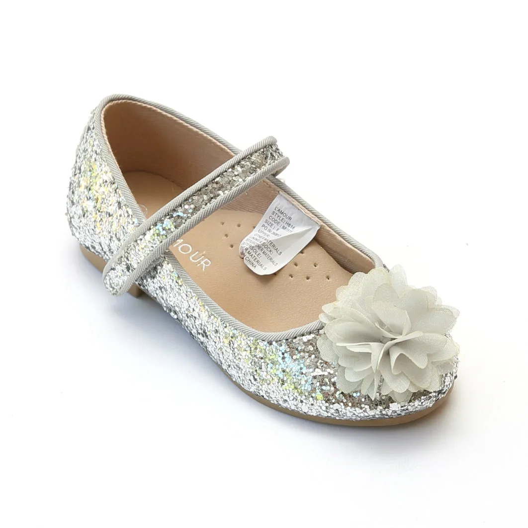 L'Amour Girls Glitter Special Occasion Flats